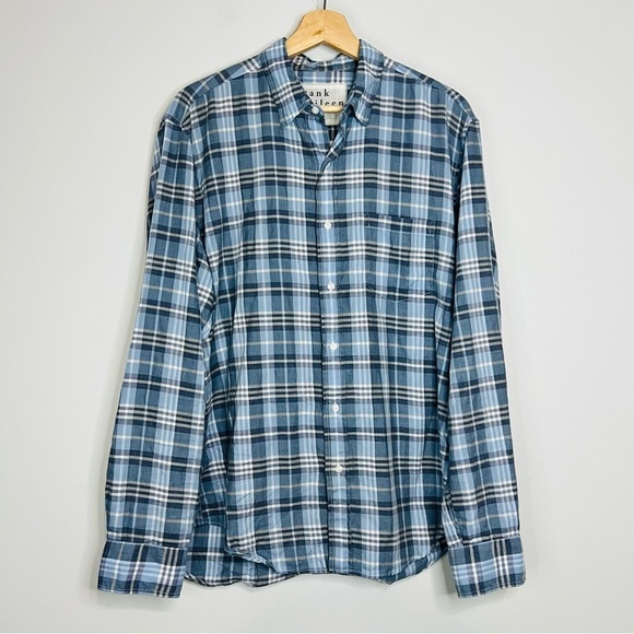 Frank & Eileen Blue Plaid Don button down Shirt size large - Picture 2 of 8